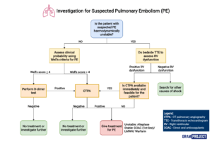 Investigation for Pulmonary Embolism flowchart