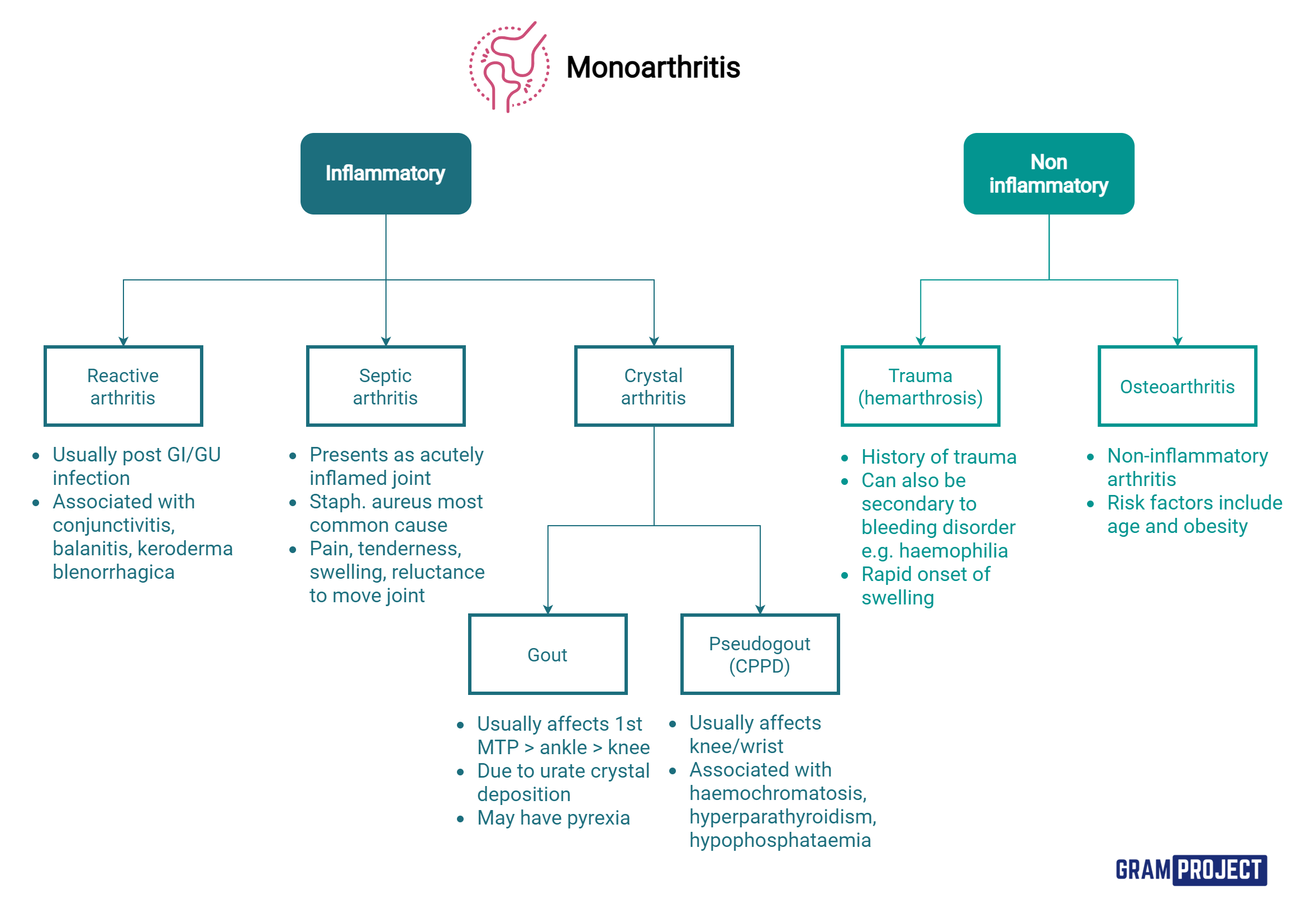 Diagnostic algorithm to approaching a patient presenting with monoarthritis